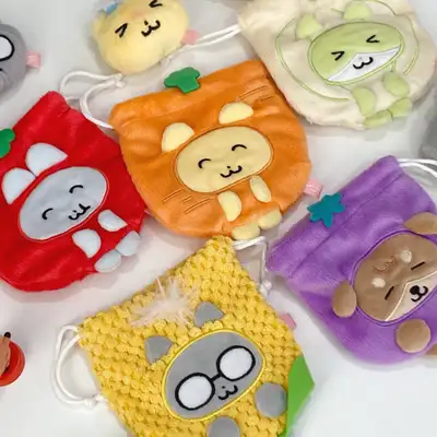 ヒヒクラブ 野菜 ミニ麻の葉ポーチ 5type