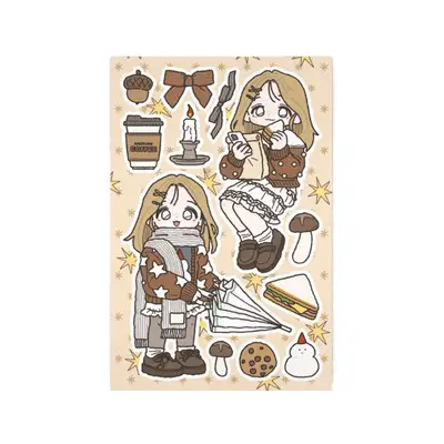 スタジオフォンデュ カフェ ブラウン シールステッカー