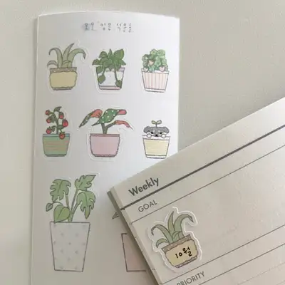 늘히の服を着た植物たちステッカー