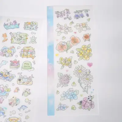 月オ商店 夏の花が咲く ステッカー