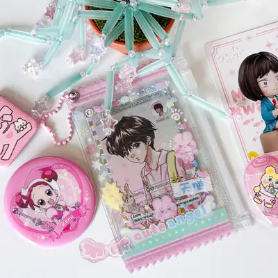 ポムポムスタジオ ピンバッジ ポカパウチ キュートエンジェル ピンク
