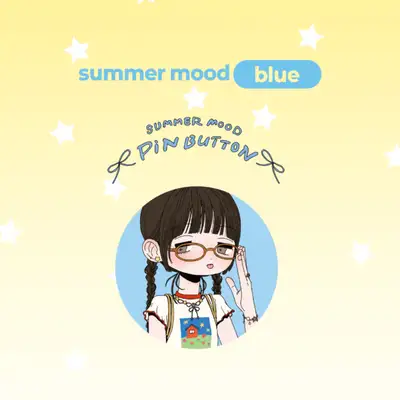 チルヨンチル summer mood_01 blue ピンバッジ
