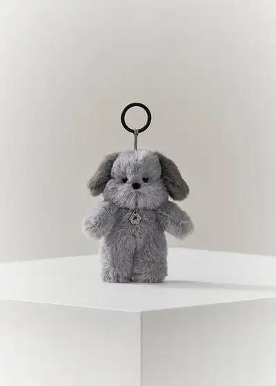 Colé Furry Puppy Plush Keyring Gray