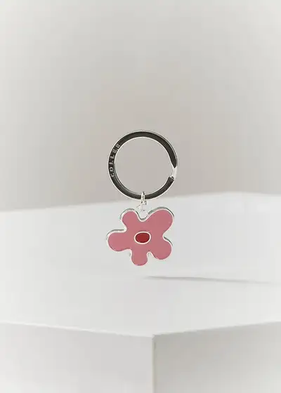 Collet Metal Melting Flower Keyring Pink