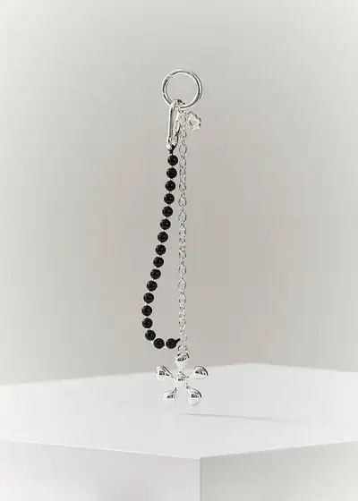 Colle Metal Long Beads Keyring Black