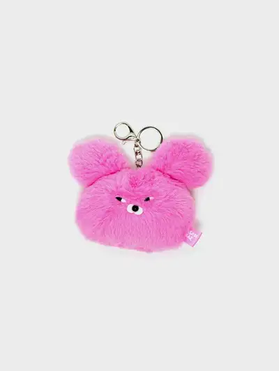 Wasabi Bear Face Plush Keyring - Pink Wasabi Bear