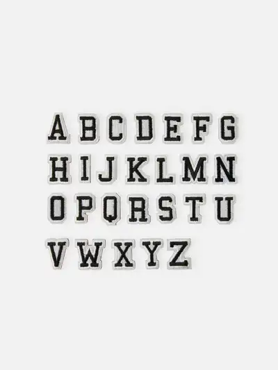 Collé Alphabet Woven Badge Sticker Black (Option: A~Z)