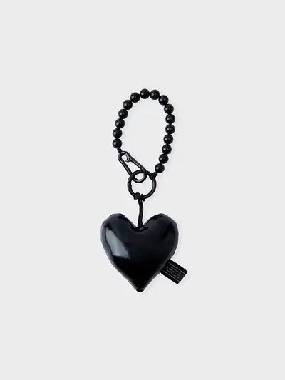 Colle Heart Padded Keyring Black