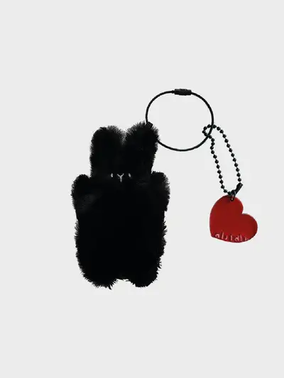 AB FAVE Happy Bunny Keyring Black