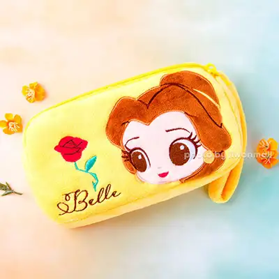 Disney Princess Belle Character Two-Zipper Quilted Square Pouch 168275