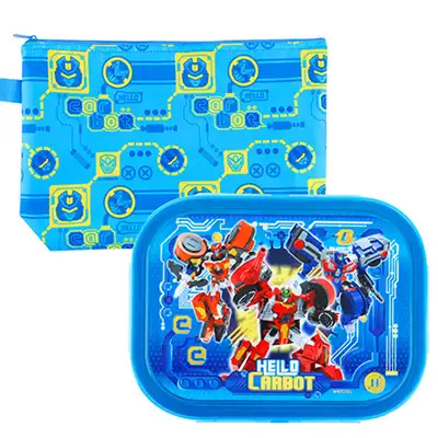 Transformers Hello Carbot Character Stainless Steel Compartment Lunch Box with Bag Set 402252