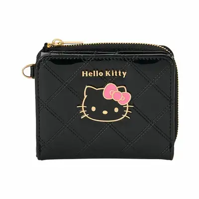Hello Kitty Character Simple Half Wallet (Black)