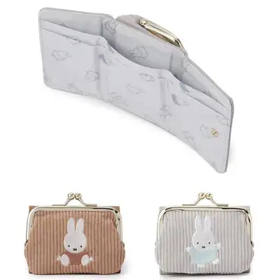 Miffy Character Gamaguchi Half Wallet (Sagara Embroidery Corduroy)