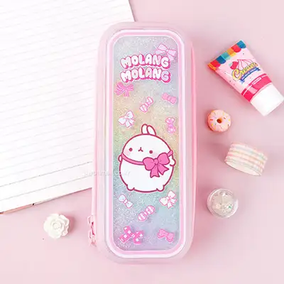 Molang Character Sparkly Pouch Plush Pencil Case 776145