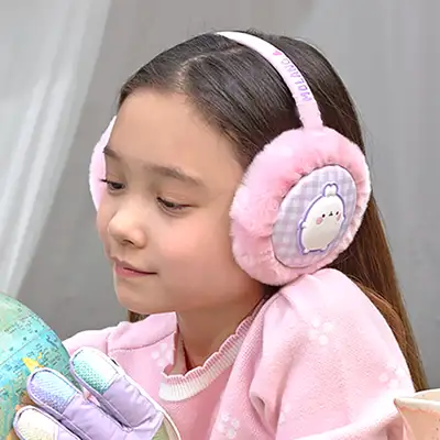 Molang Character 3D Kids Ear Warmer (Check) 768843