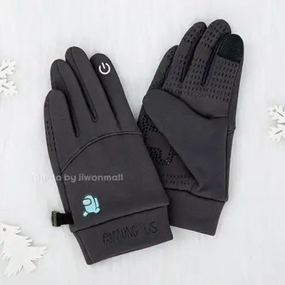 Among Us Character Mint Run Smart Touch Bicycle Gloves (Gray) 223594