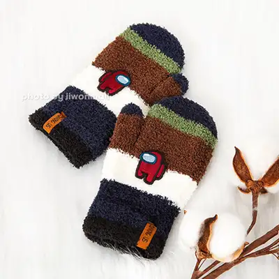 Among Us Character Block Thumb Fleece Winter Gloves 223174