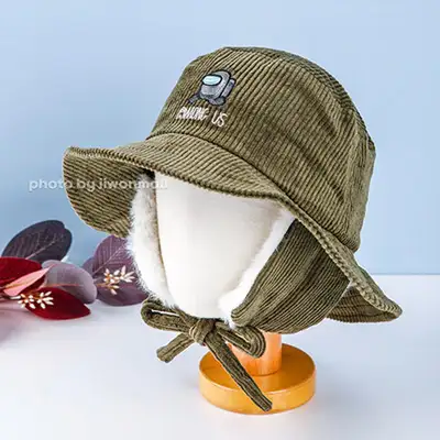 Among Us Character Run Ear-flap Golden Bucket Hat Kids Hat (Khaki) 943564