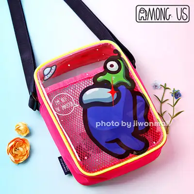 Among Us Character Transparent Neon Square Crossbody Bag (Pink) 701952