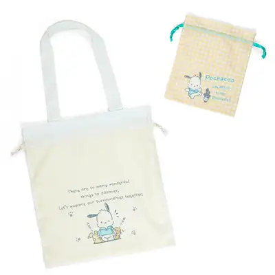 Pochacco Character Tote Bag and Drawstring Pouch Set (Item #512289)