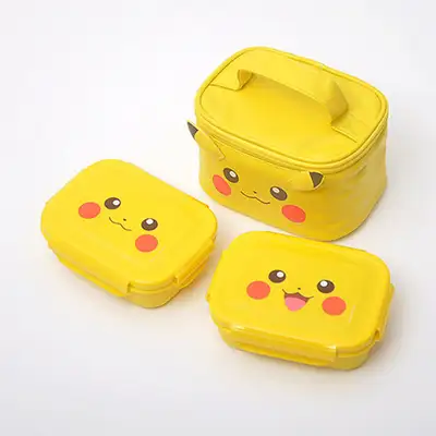 Pokémon Pikachu 3D Dual-Lock Stainless Steel 2-Tier Bento Lunch Box Bag Set 064761
