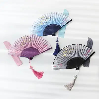 （ギフトセット）星花 竹製折りたたみ扇+蝶結びタッセル ミニノリゲ