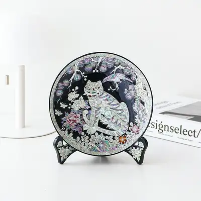 螺鈿漆器 カササギトラ 装飾用 ミニ 貝殻盆 18センチ