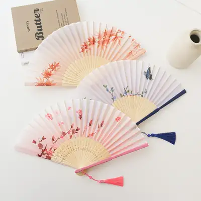 ビビッド野草シルク折りたたみ扇(P)