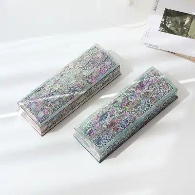 螺鈿漆器 李朝 花唐草 自動 螺鈿筆函