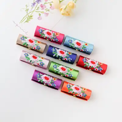 伝統花刺繍段通リップスティックケース