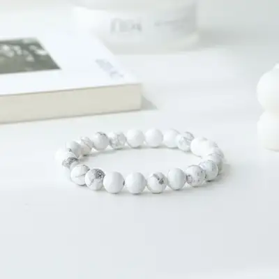 ハウライト白松石シンプル原石ブレスレット 8mm