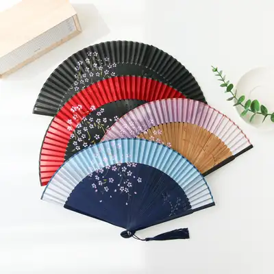 シルク霞の花竹折り畳み扇（P）