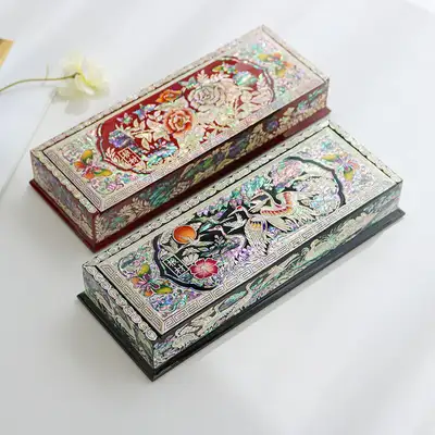BEST 韓国的なナジョン漆器 松鶴牡丹 螺鈿 筆函 外国人ギフト バイヤー 伝統 記念品