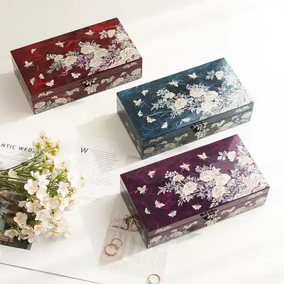 BEST 螺鈿漆器 貝殻細工ジュエリーボックス アクセサリー収納 婚礼品 親へのギフト 伝統工芸品 外国人へのお土産