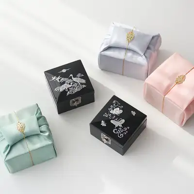 BEST ミニ螺鈿函 螺鈿ジュエリーボックス 指輪ホルダー付き 誕生石リング用 アクセサリー収納ボックス 外国人ギフト