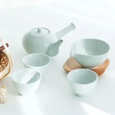 都城 灰粉青 3人茶器セット 伝統茶器湯飲み茶碗茶道セット
