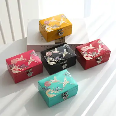 螺鈿漆器 ビビッド ミニ 貝殻箱 松鶴