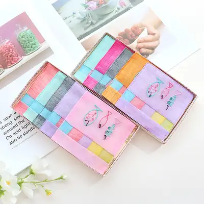 (5種) 麻 スクエア 魚刺繍 コースター セット Y