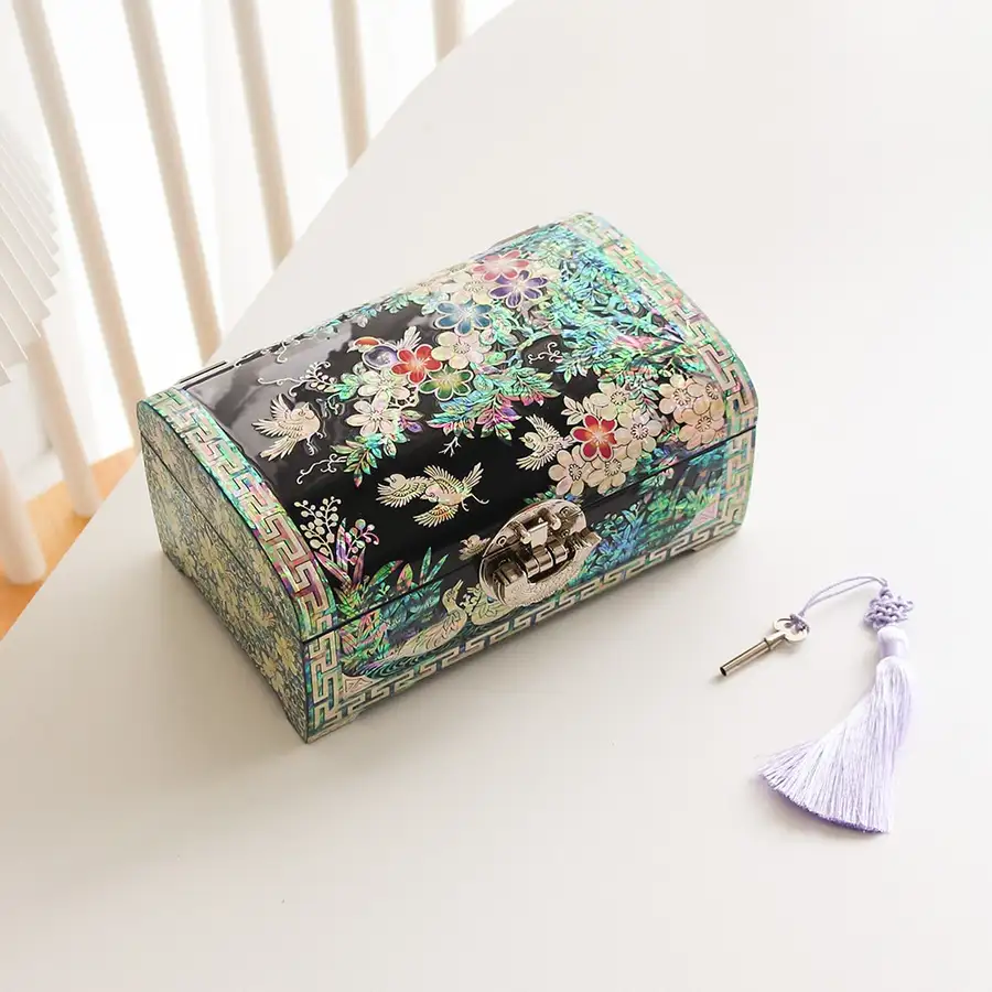 螺鈿漆器彩色梅花ロール自貝宝石箱21センチ — 3