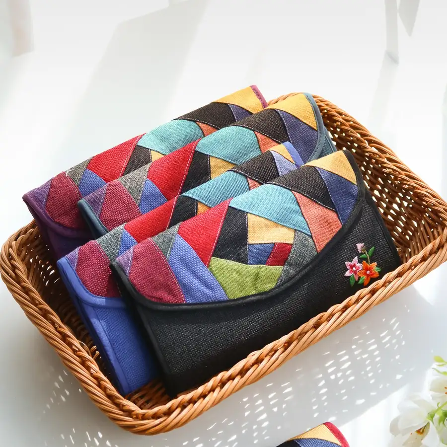 花刺繍パッチワーク綿長財布Y — 2