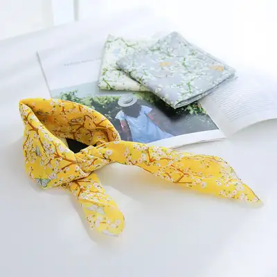 ガーゼ綿ハンカチ&ネックスカーフ（バタフライかすみ草）国内産麻ハンカーフ レディース登山用