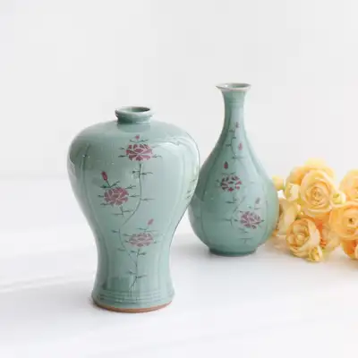 高級 松月 クラック青磁 梅酒瓶セット（特小）縞目単 17cm