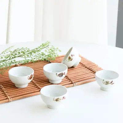 白磁産梅老 5種 茶器・酒盃セット
