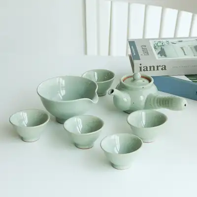 灰分青 5人茶器セット