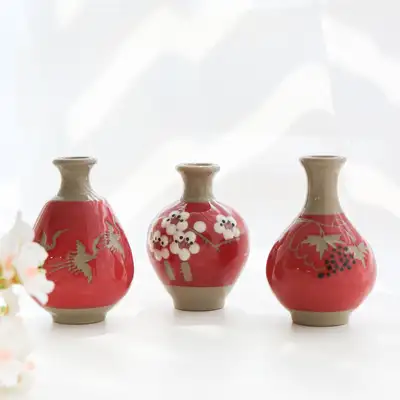 粉青 辰砂梅花 装飾用ミニ壺（3種）