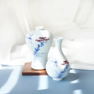 高級松月磁器ミニ梅酒瓶セット(トンボ)B