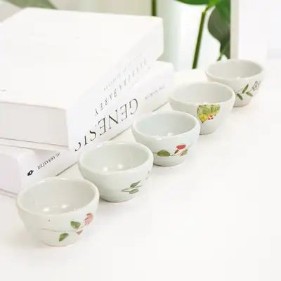 白磁ワイルドフラワー5客茶器セット 伝統茶碗