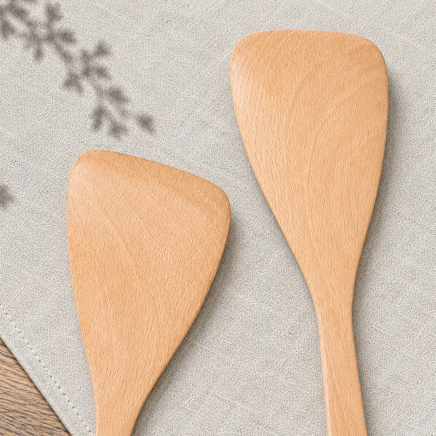 Beechwood Angled Spatula 30cm (Wood Cooking Spoon Multi-Purpose Commercial Use Wood Wok Turner Restaurant Long Spatula Flipper) — 3