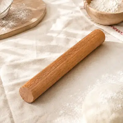 30cm Birch Wood Rolling Pin (Multi-purpose Knife Noodle Dough Roller Flour Spreader Bread Dough Dumpling Wrapper Home Baking)