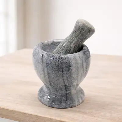Traditional Stone Mortar and Pestle Set Gray l Stone Mortar Bowl Garlic Crushing Ginger Grinding Spice Mincing Herbal Mortar Hand Mortar Sesame Grinding